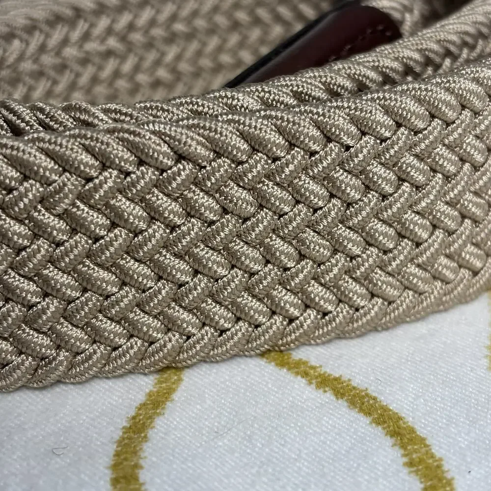 NWT Lands End Men’s Khaki Elastic Braid Cord Belt Outdoors Medium 37” New Dress